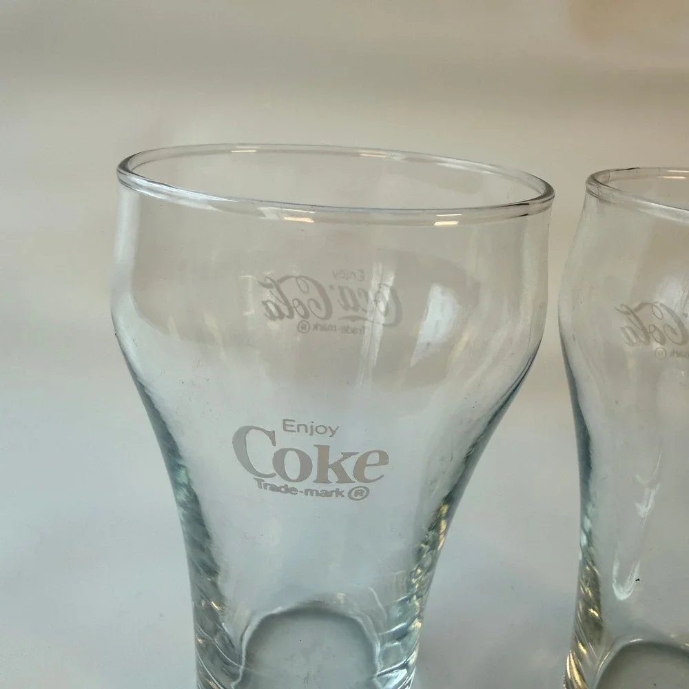 Coca-Cola Glass Set of 2 Enjoy Coke White Logo Flared Bell Tumblers 10oz